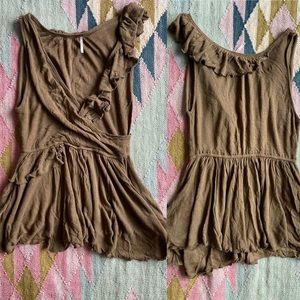 Free People Wrap Style Top with Ruffle Detail, M